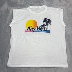 Vintage Pacer Key West Sub Your Buns Tank Top Mens White XL Florida Beach 90 USA